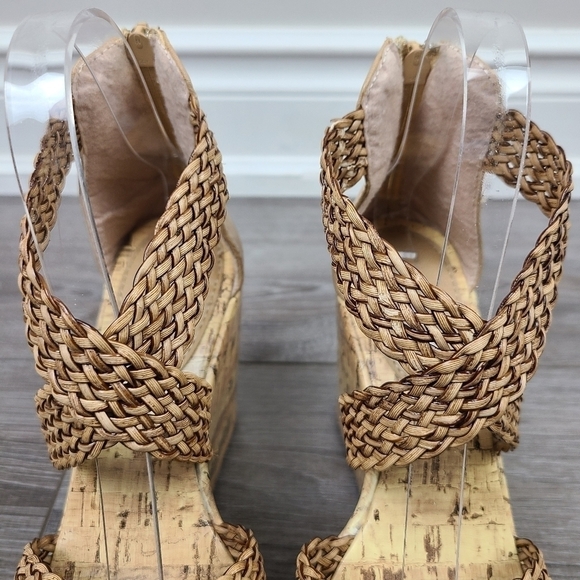 Stepps Tan Woven Strap Wedge Sandals - Picture 7 of 17